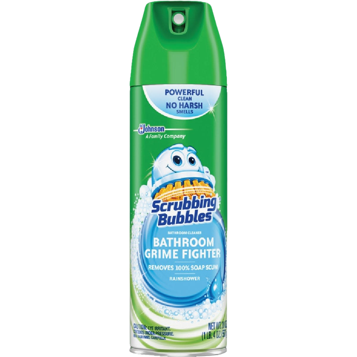 Green aerosol can of Scrubbing Bubbles bathroom cleaner for grime and soap scum removal in cleaning supplies under $50