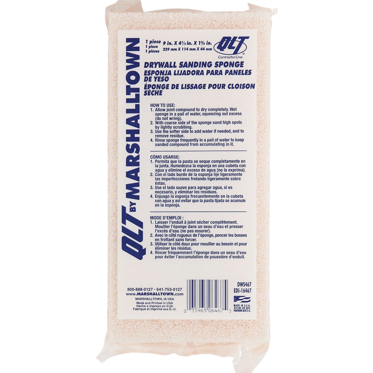 Rectangular cellulose drywall sponge with abrasive nylon side for dustless sanding in patching and repair tools under $50 collections