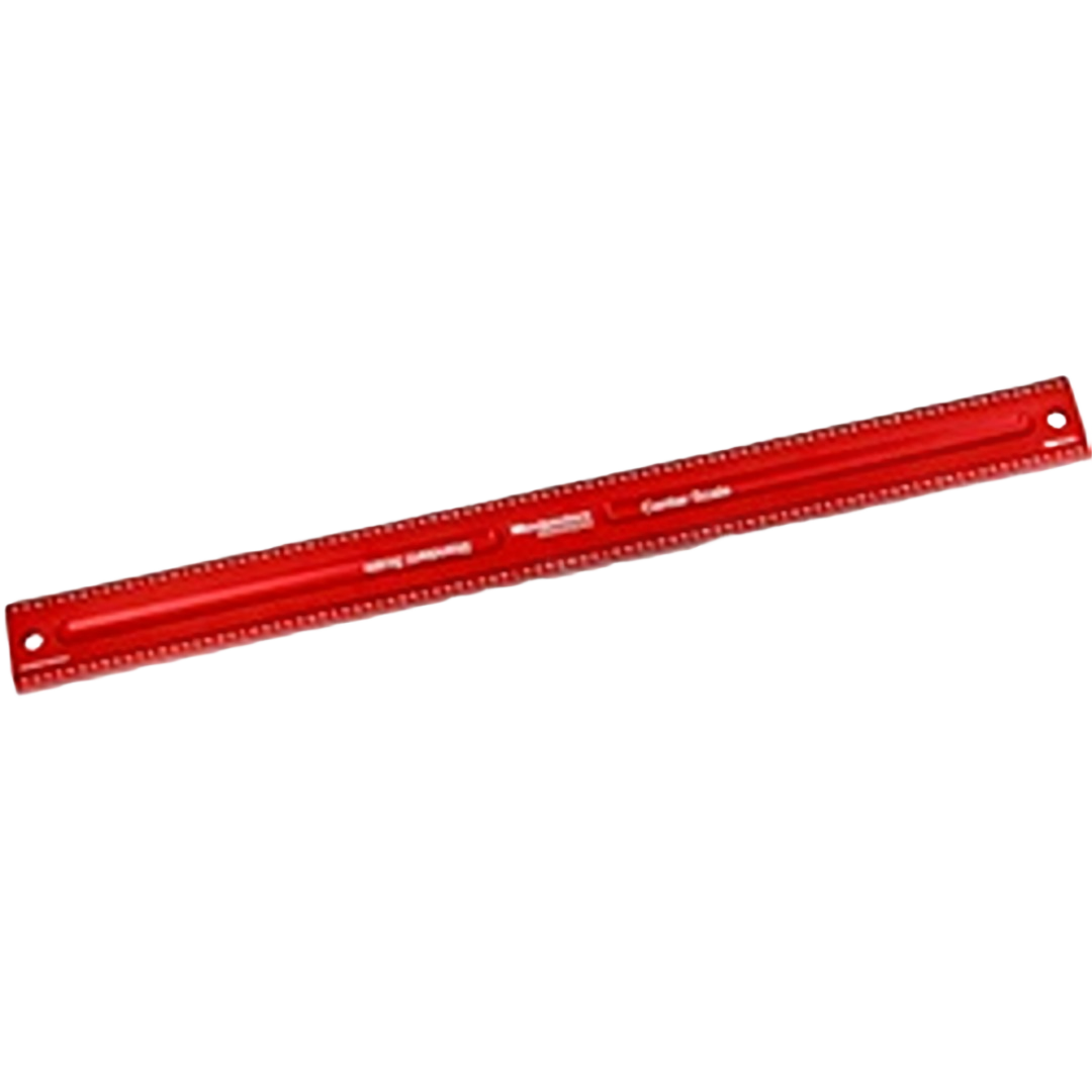 Red 24-inch edge measuring rule designed for precise woodworking and home improvement measuring tasks