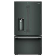 Front view of a dark green counter-depth French door refrigerator featuring an external water dispenser and bottom freezer drawer, part of KitchenAid refrigerators, French Door Refrigerators, Kitchen & Kitchenware, Appliances, and Home Improvement collections.