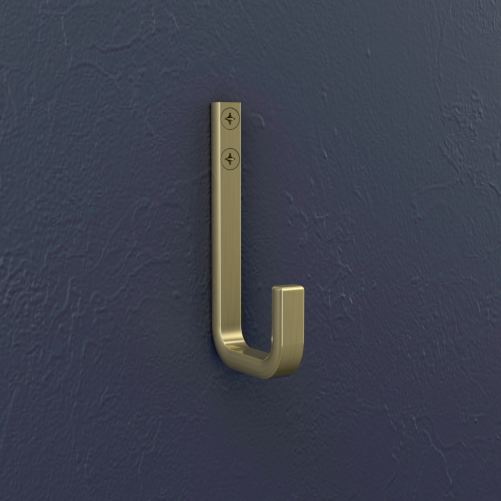 Brushed gold modern metal hook with reed detail for storage and organization projects under $50