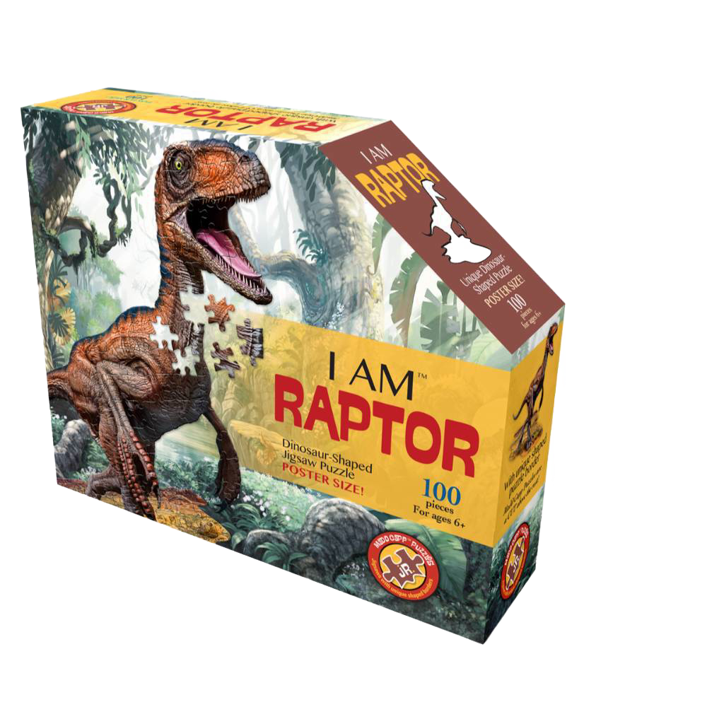 Dinosaur-shaped raptor puzzle with 100 pieces in Toys & Games, Puzzles, and Under $50 collections