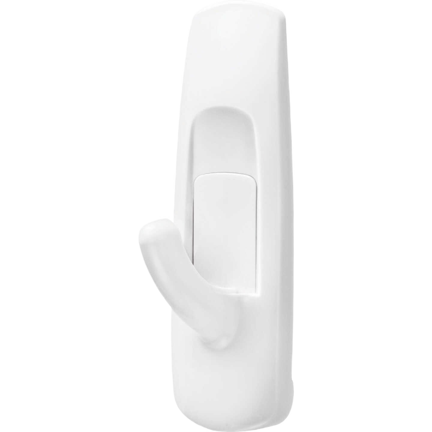 White medium-size adhesive utility hook for damage-free hanging in hardware and fasteners under $50 collections