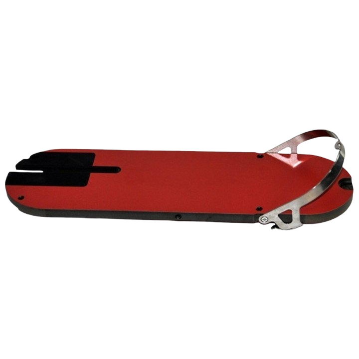 Red dado lock down insert with metal clamp designed for precise woodworking and home improvement tools.