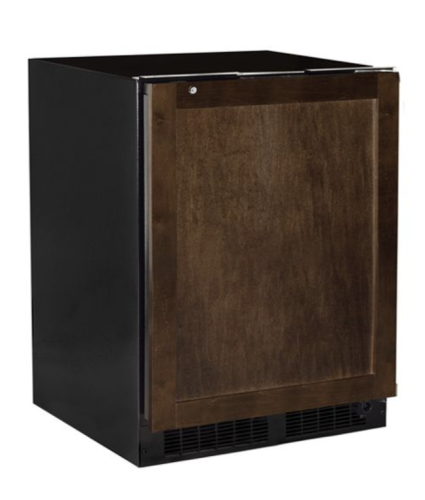 Built-in 24-inch low profile refrigerator with wood panel door and right door swing in kitchen and appliances collection