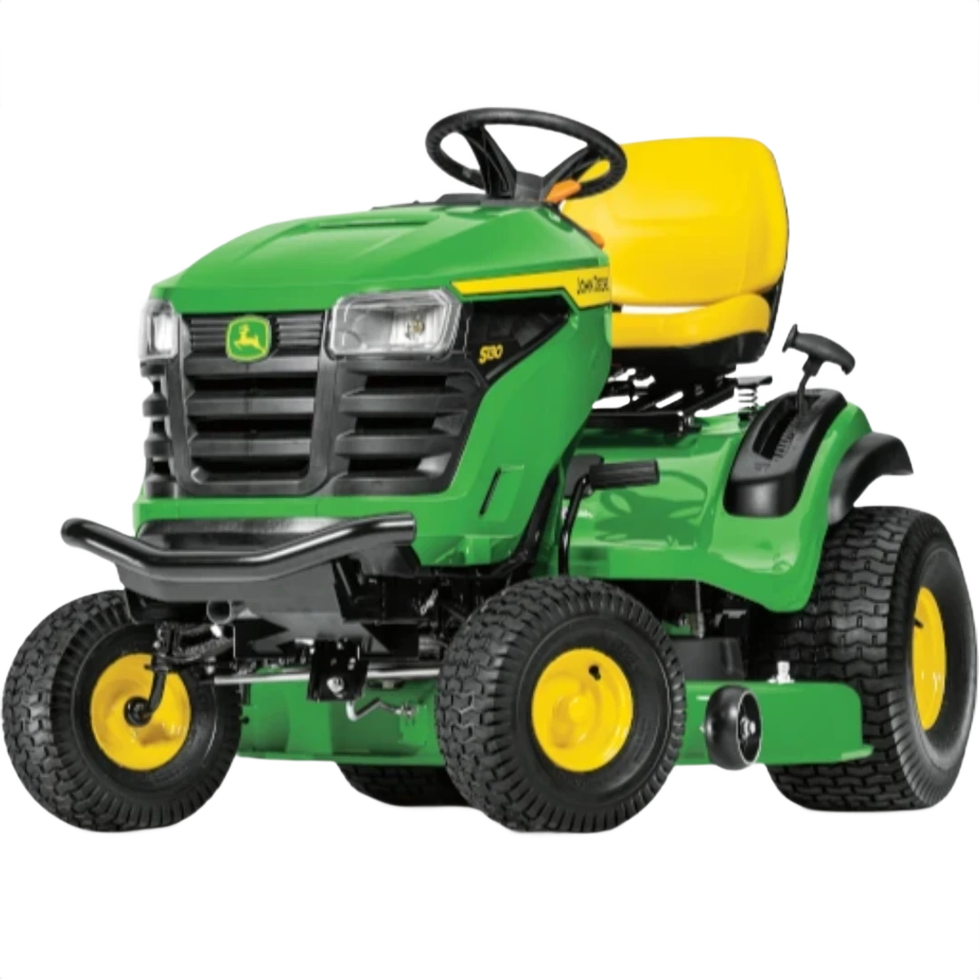 Green and yellow riding mower with 42-inch deck for lawn care in outdoor power equipment and lawn tractors collections