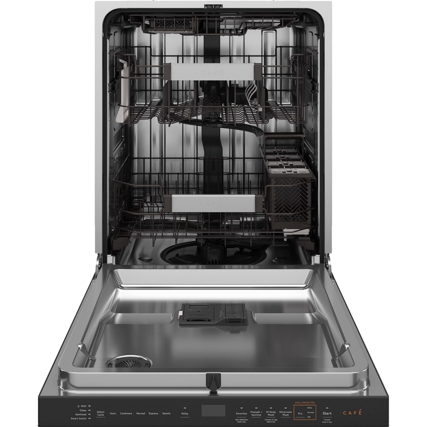 CAFÉ™ CustomFit ENERGY STAR Stainless Interior Smart Dishwasher with Ultra Wash Top Rack and LED Lights, 39 dBA in Platinum Glass