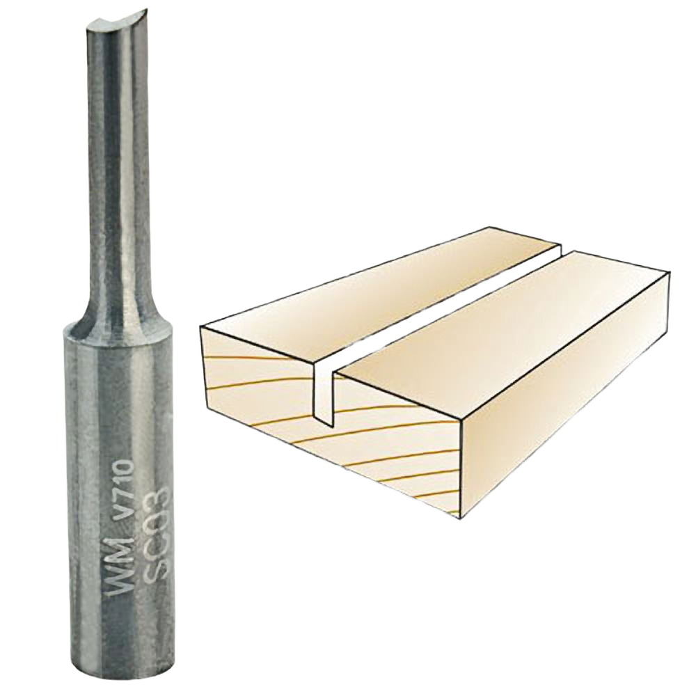 Precise solid carbide straight inlay bit for woodworking in tool accessories and power tool collections