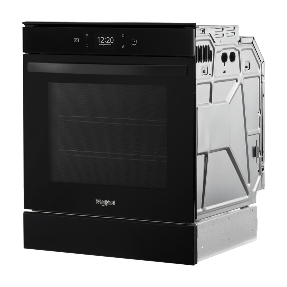 Black 24 inch convection wall oven with digital display and stainless steel side panels from kitchen appliances collection