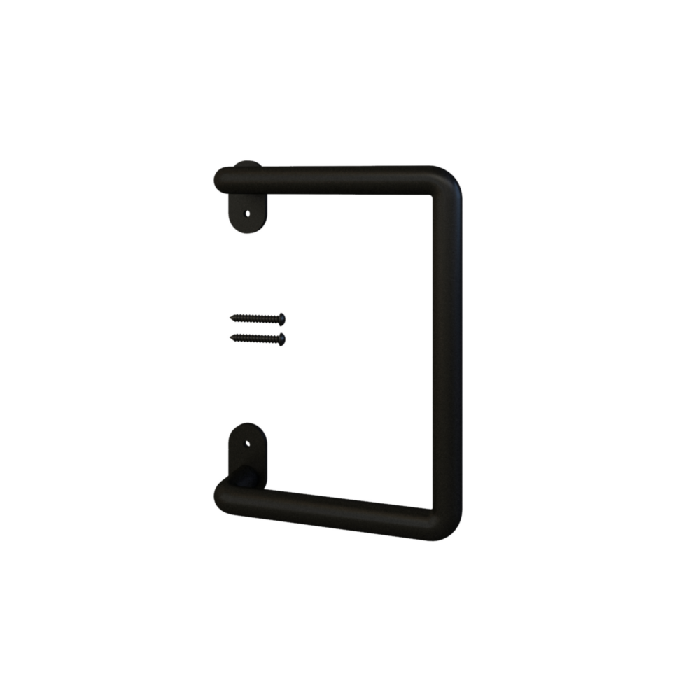 Matte black metal interior barn door pull handle with mounting screws for home improvement hardware collection under $50