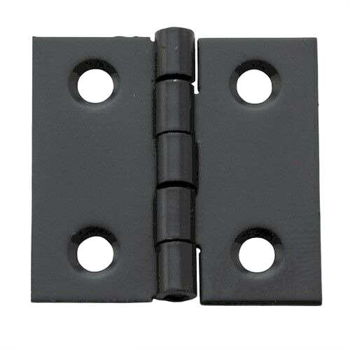Oil rubbed bronze broad hinge with four screw holes for door or cabinet hardware in home improvement projects