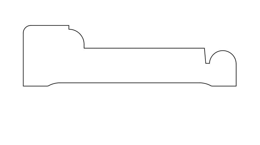 Outline of a molding profile for lumber and building materials in home improvement and millwork collections