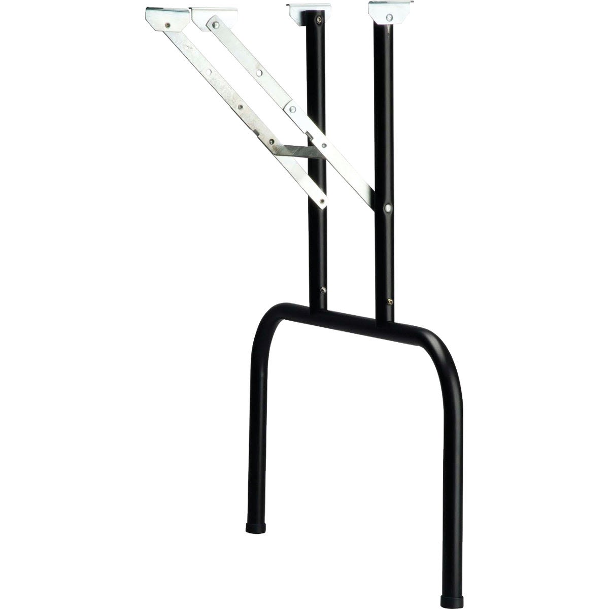 Pair of black tubular steel folding table legs with silver metal hinges for furniture and hardware projects under $100