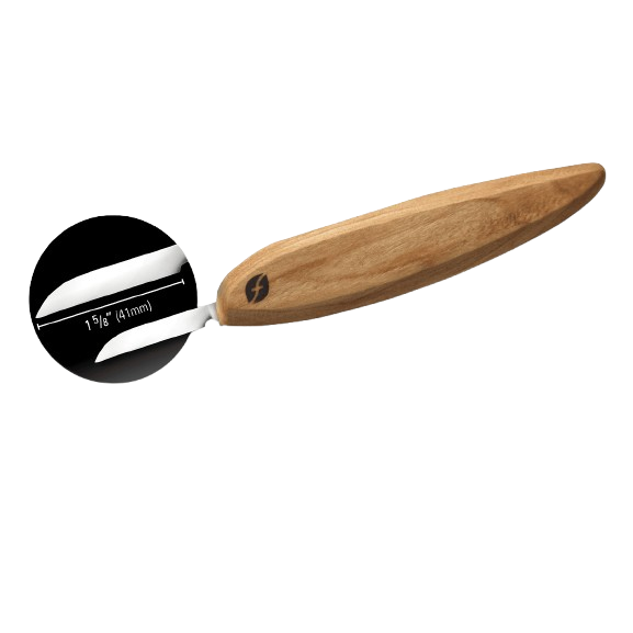 Wood handle carving knife with polished 1095 steel blade for precise woodworking and home improvement tasks