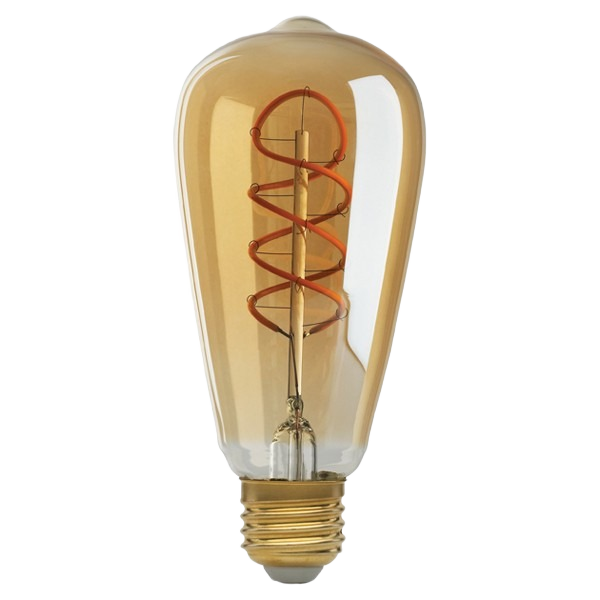 Amber-tinted LED bulb with visible vintage-style filament and medium screw base for lighting and home improvement projects