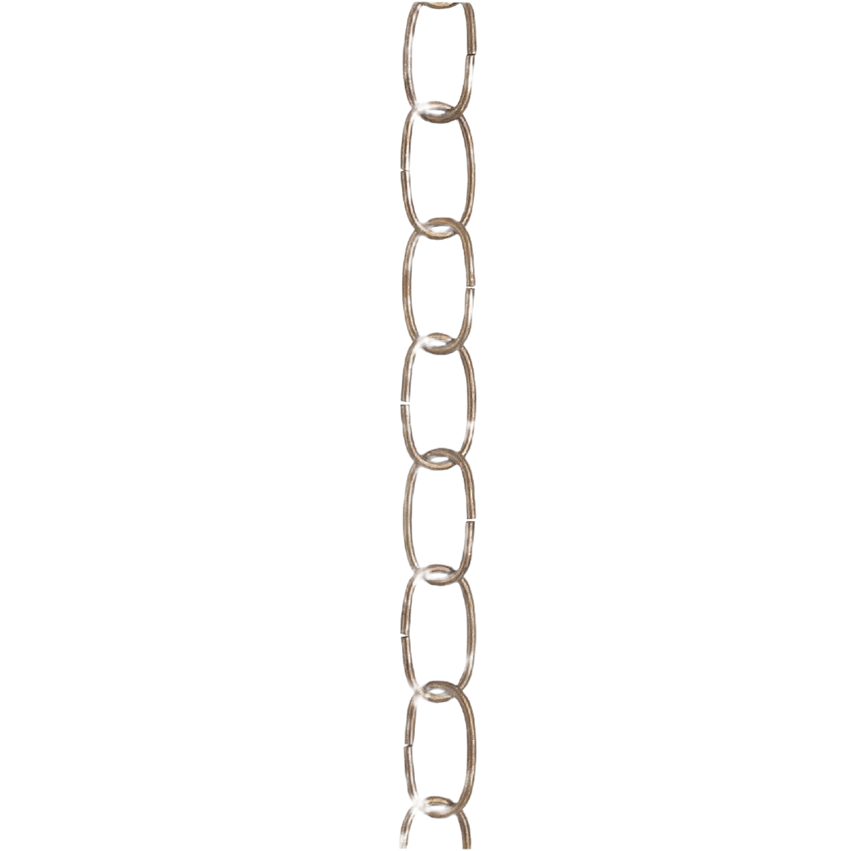 Bronze metal chain with large oval links for use in lighting and ceiling fan installations and lamp accessories.