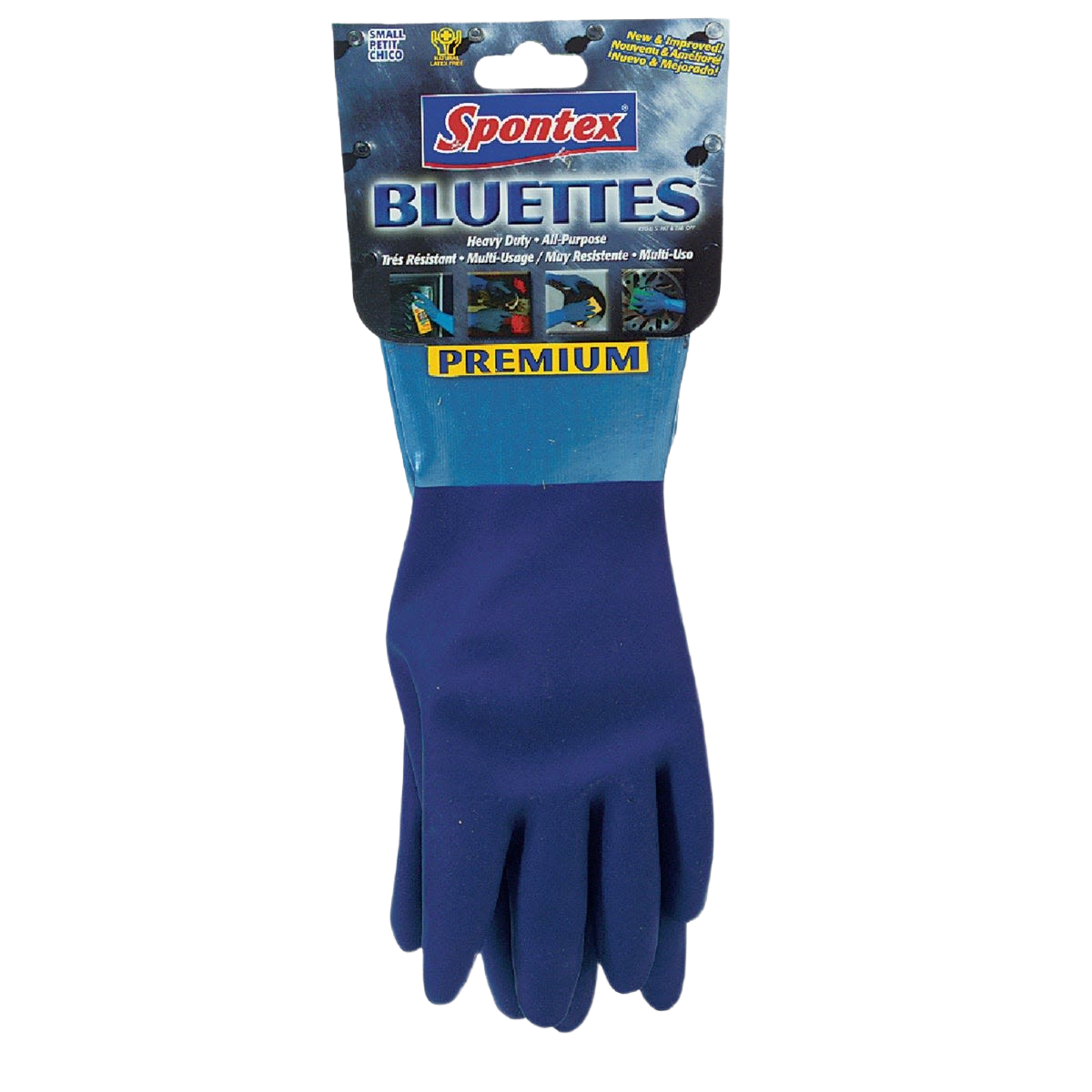 Large blue neoprene rubber glove with textured grip and cotton liner for cleaning and household tasks under $50