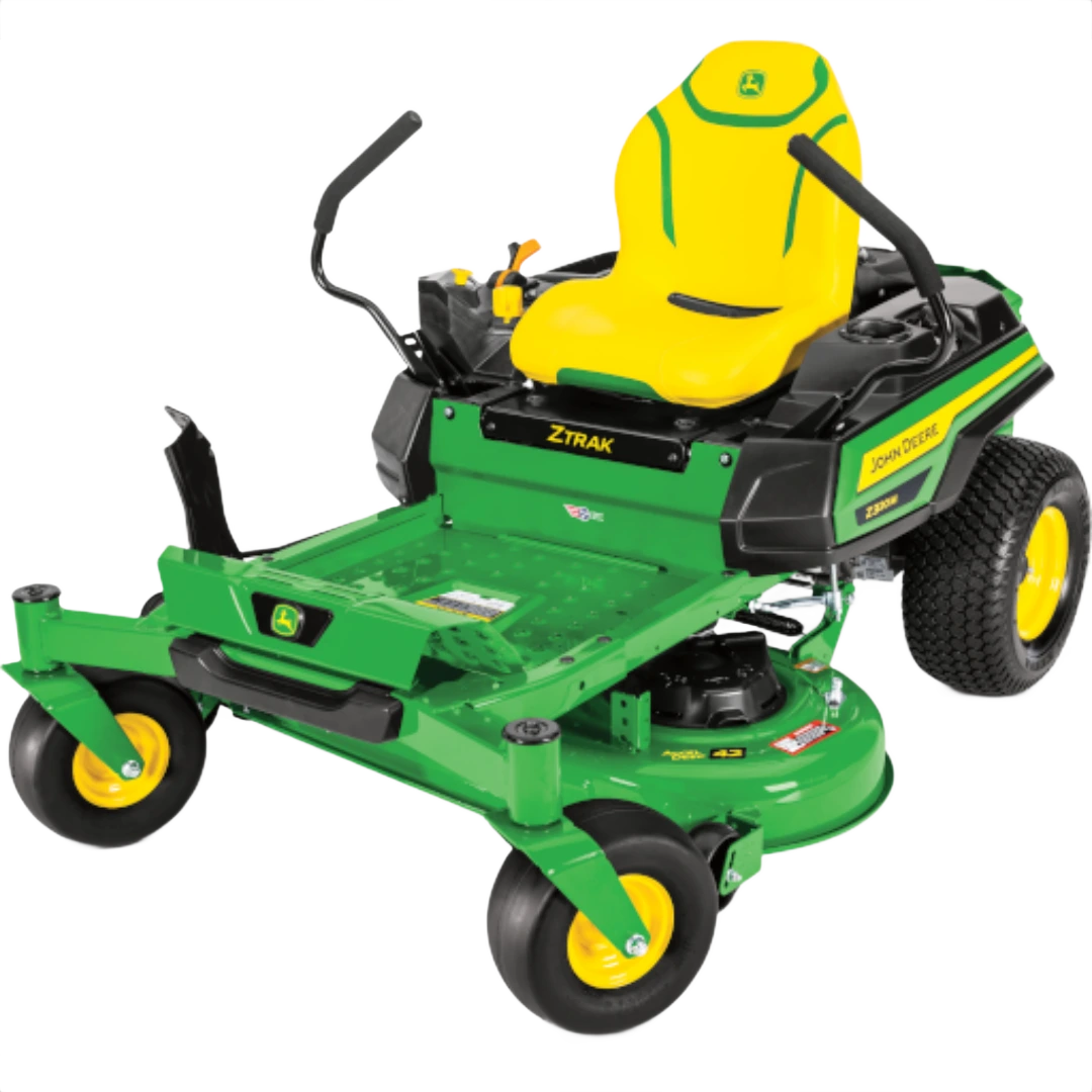 Green and yellow zero-turn lawn mower with 42-inch cutting deck for efficient lawn care and home improvement tasks