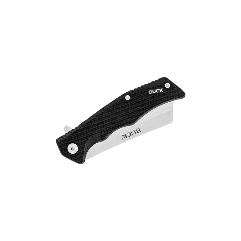Folding knife with stainless steel cleaver blade and rugged black G10 handle for cutting and woodworking tools collections