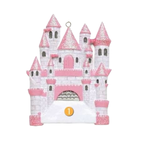 Pink and white castle ornament with glitter accents for Christmas Ornaments & Tree Decorations under $50 collection