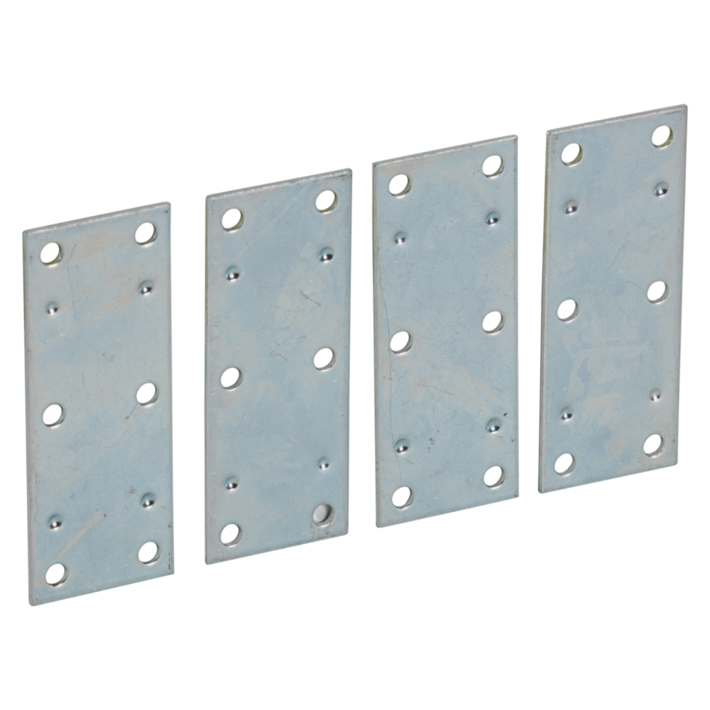 Set of four hot-rolled steel mending plates with multiple screw holes for building hardware and home improvement projects