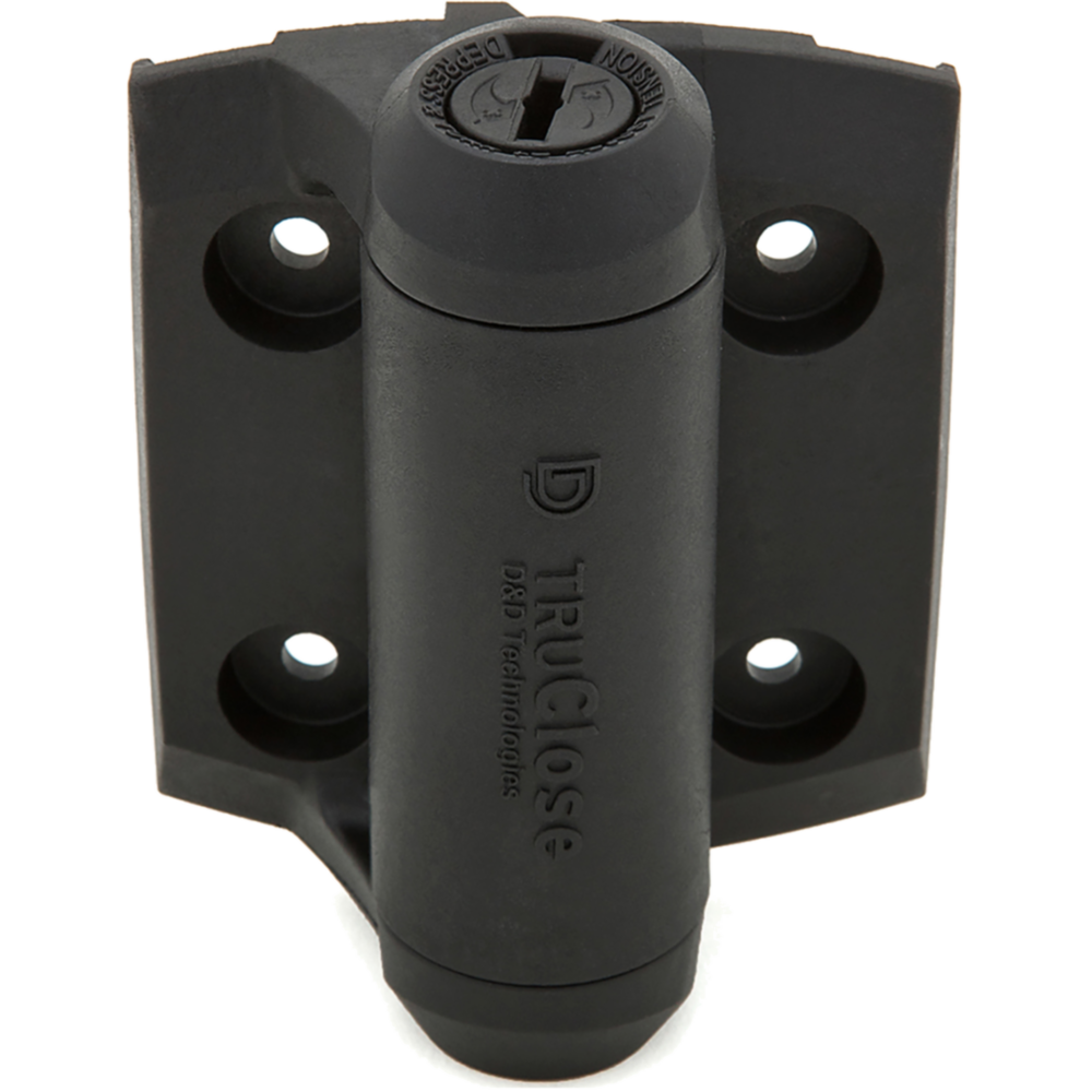 Narrow spring hinge with corrosion-resistant polymers and stainless steel for metal gate hardware under $100
