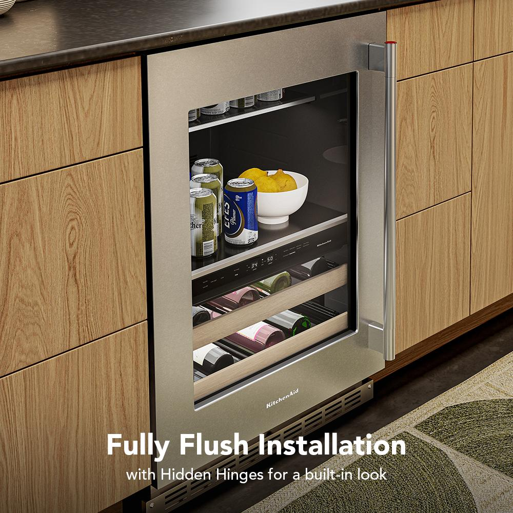 24" Beverage Center with Glass Door and Wood-Front Racks
