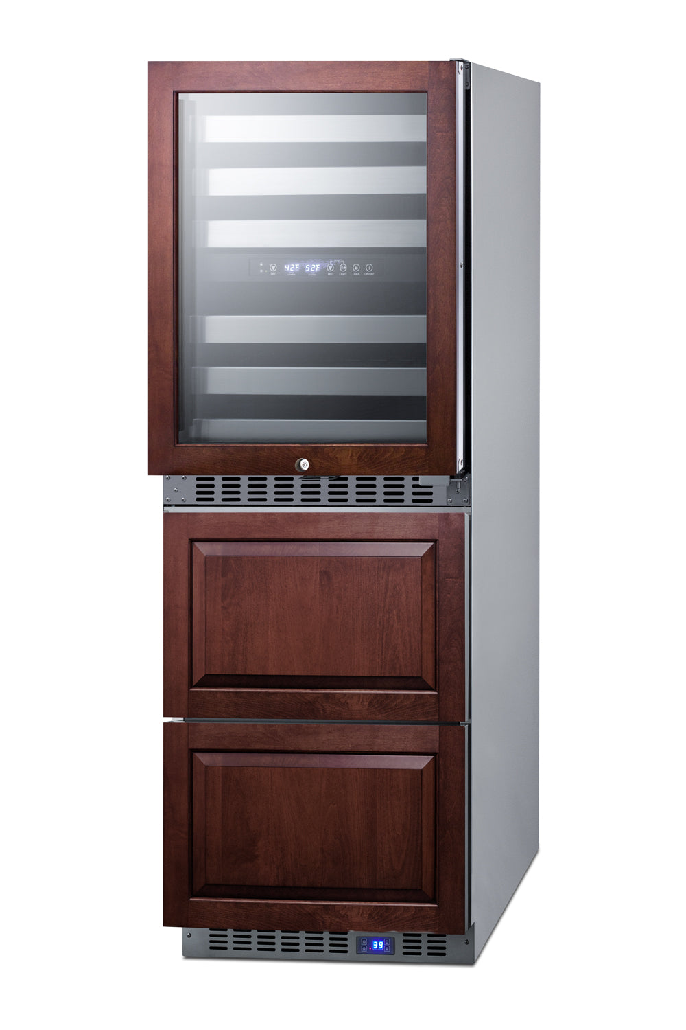 24" Wide Combination Dual-Zone Wine Cellar and 2-Drawer All-Refrigerator (Panels Not Included)