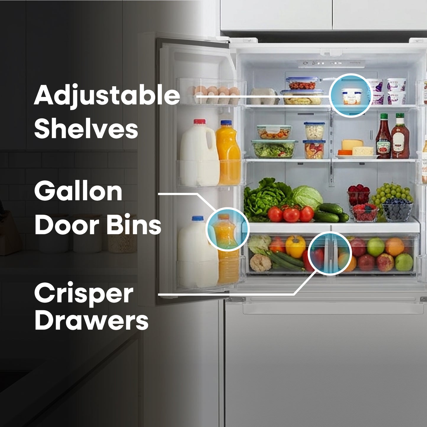Element Electronics 18.4 cu. ft. French Door Refrigerator - White, ENERGY STAR (ERFD19CGCW)