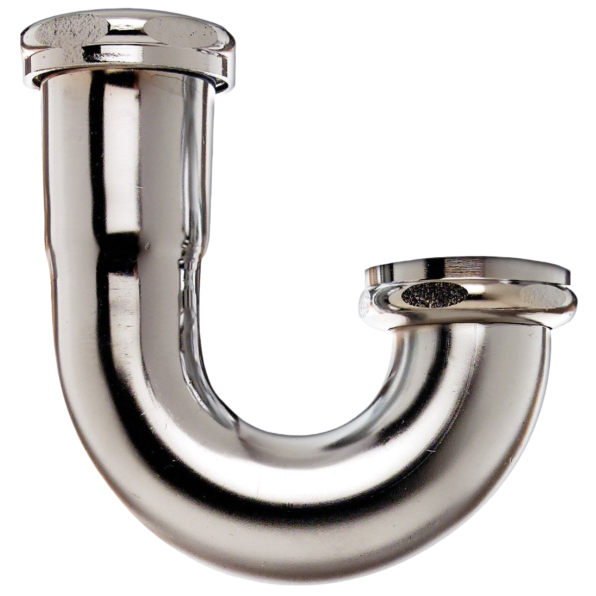 Chrome-plated brass J-bend plumbing pipe designed for sink drain installation in home improvement projects