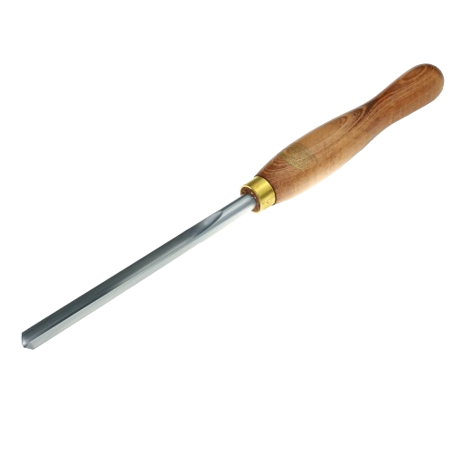 Short bowl gouge with wooden handle and metal ferrule for precise turning in woodworking and home improvement projects