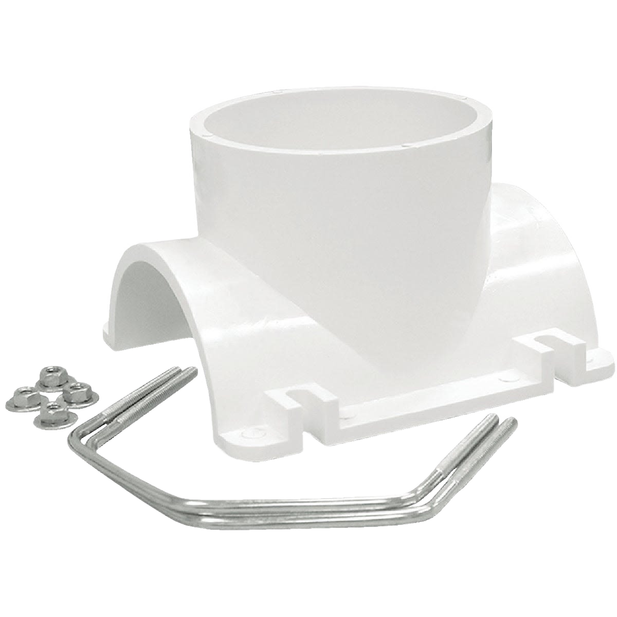 White PVC saddle tee kit with metal clamp and screws for plumbing in Pipes & Fittings and Plumbing collections