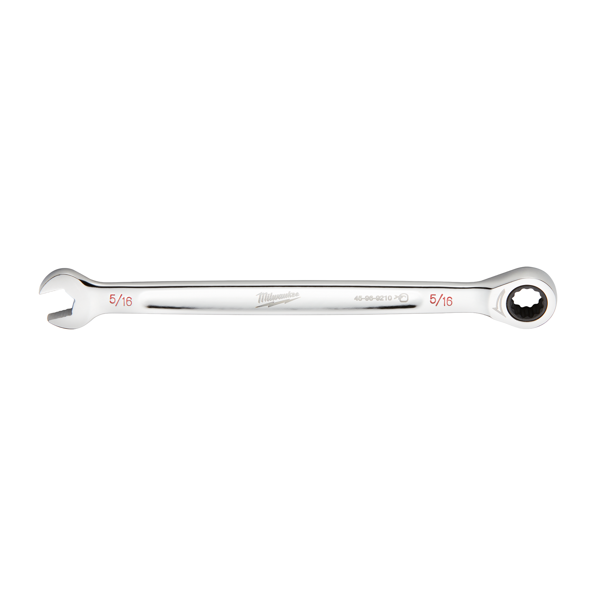 Chrome finish 5/16 inch ratcheting combination wrench designed for durable home improvement tasks