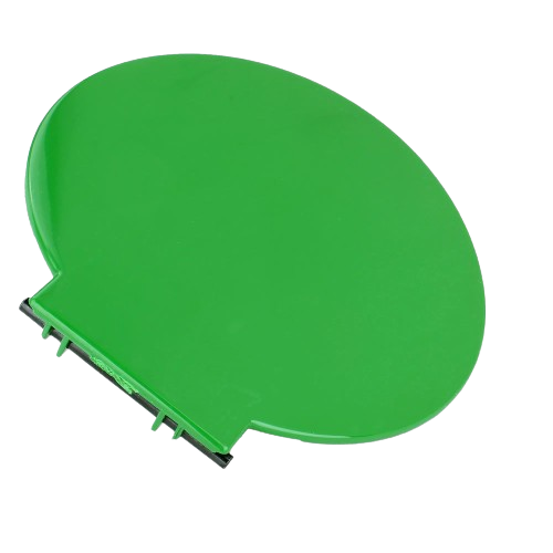 Green round fuel door replacement part for John Deere equipment in parts and lubricants collection