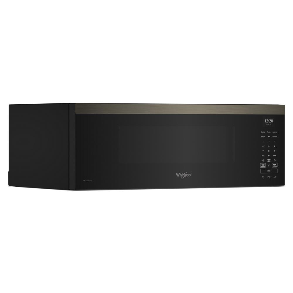 Black Whirlpool smart low profile over-the-range microwave with digital touch controls in appliances at Hartville Hardware
