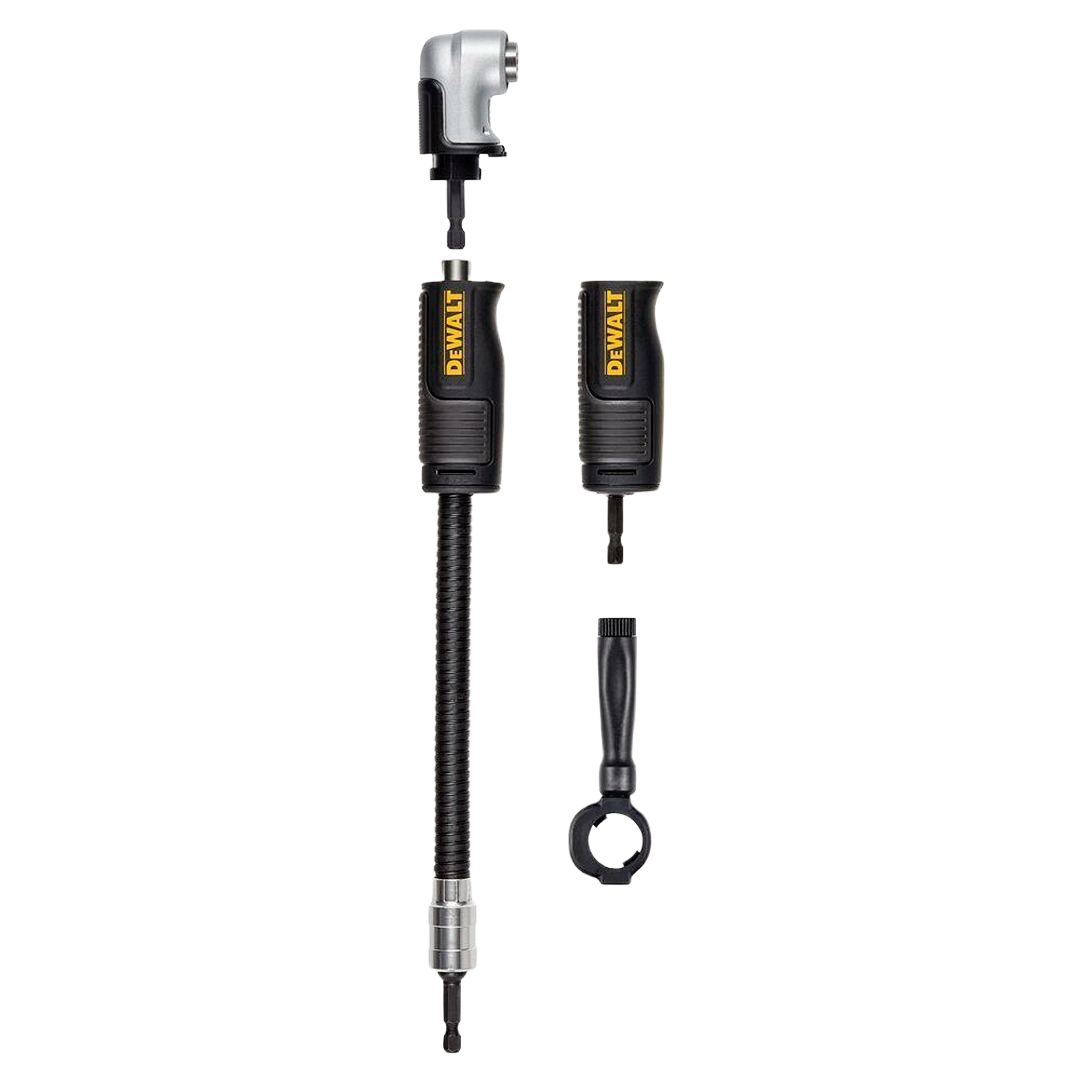 Modular right angle drill attachment system with flexible shaft and separate handle for tool accessories and power tool use