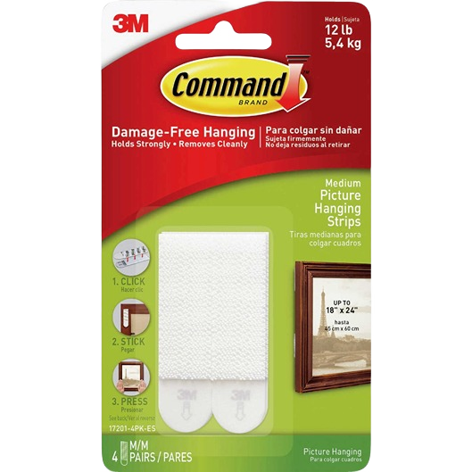4-pack of medium white interlocking picture hanging strips for damage-free wall decor in home improvement collections