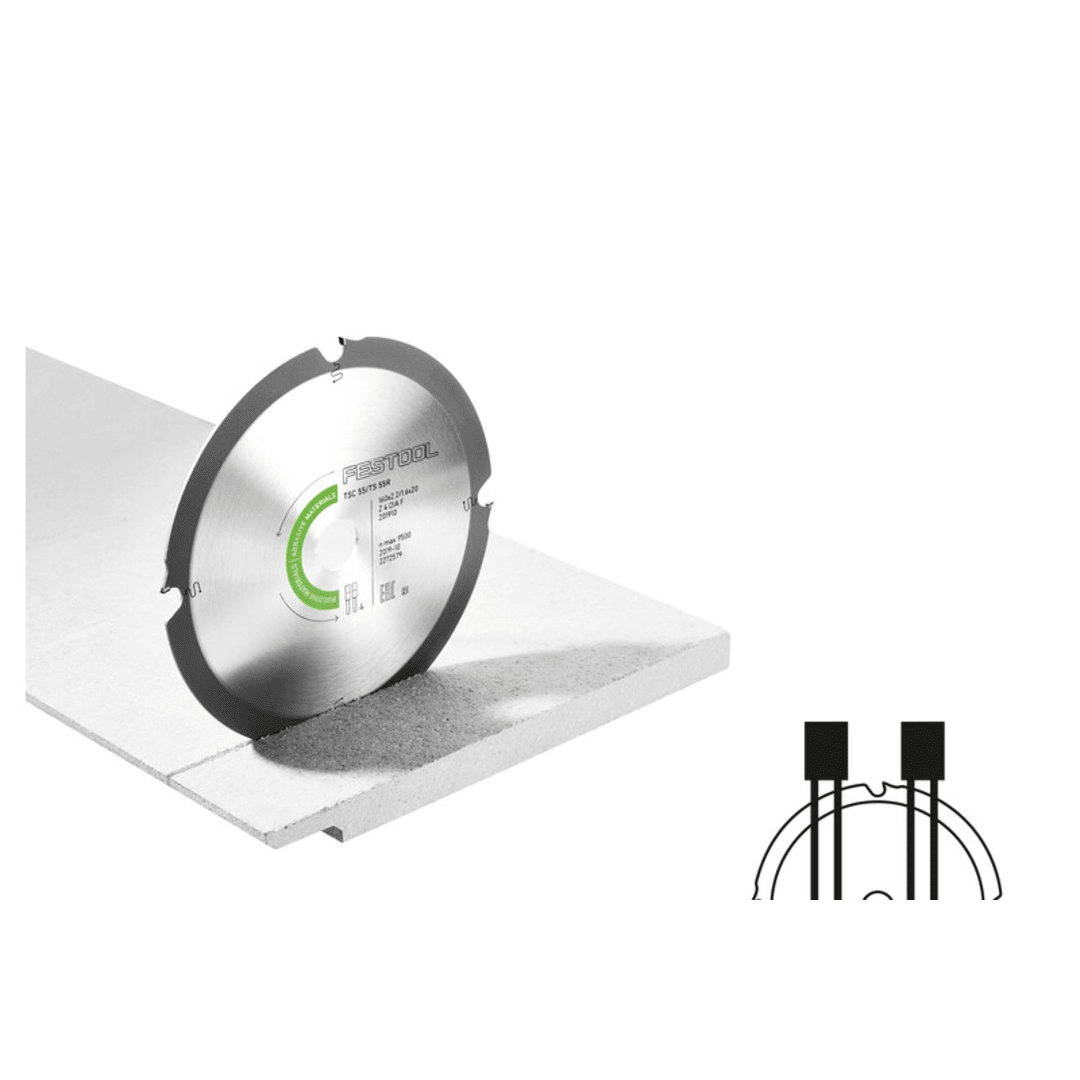 Silver diamond saw blade cutting fiber cement board for woodworking and power tool accessories in home improvement collections