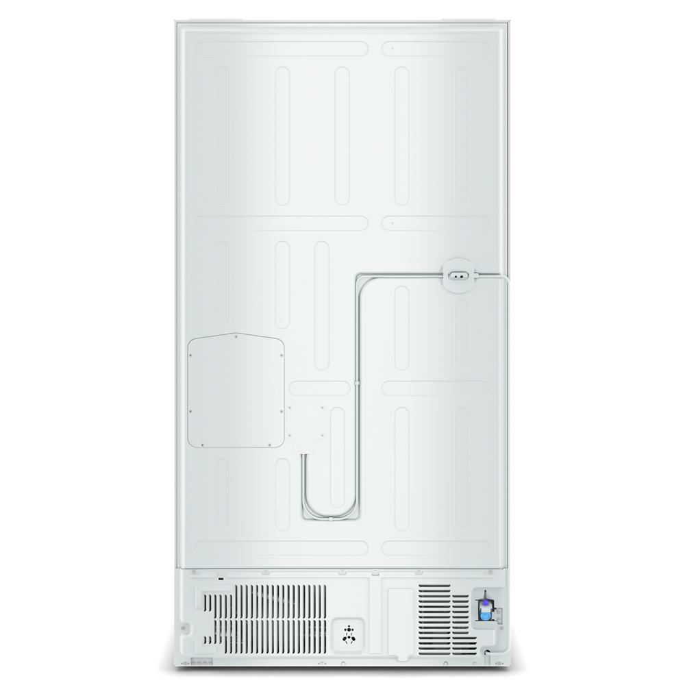 Rear view of white 36-inch wide true counter depth French door refrigerator in appliances collection