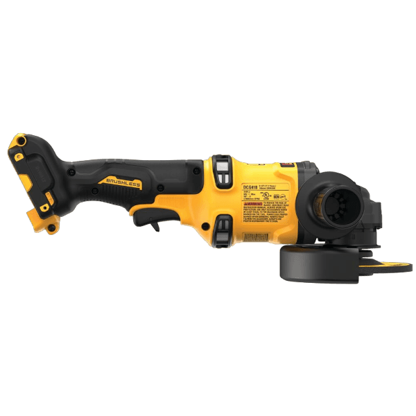 Cordless 60V brushless grinder in yellow and black with kickback brake for tools and home improvement use