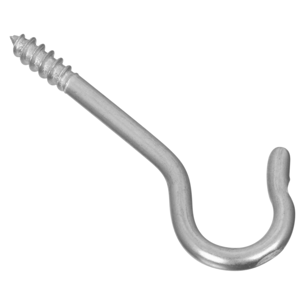 Zinc-plated steel ceiling hook with threaded screw end for sturdy hanging in hardware and fasteners collections