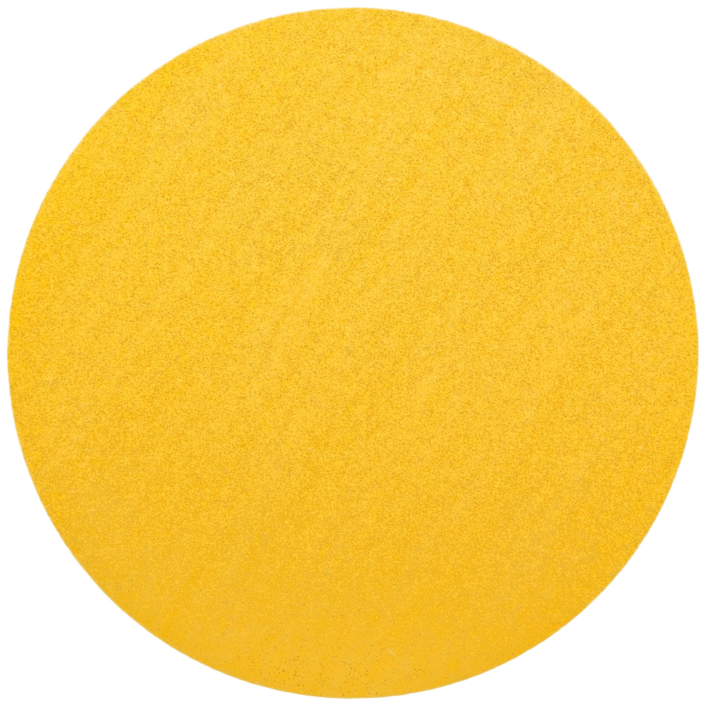 Yellow 5-inch abrasive fiber disc with 80-grit for sanding and grinding tools in home improvement projects