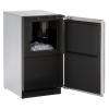 18-inch clear ice machine with stainless steel exterior and open door showing ice compartment in kitchen appliances collection