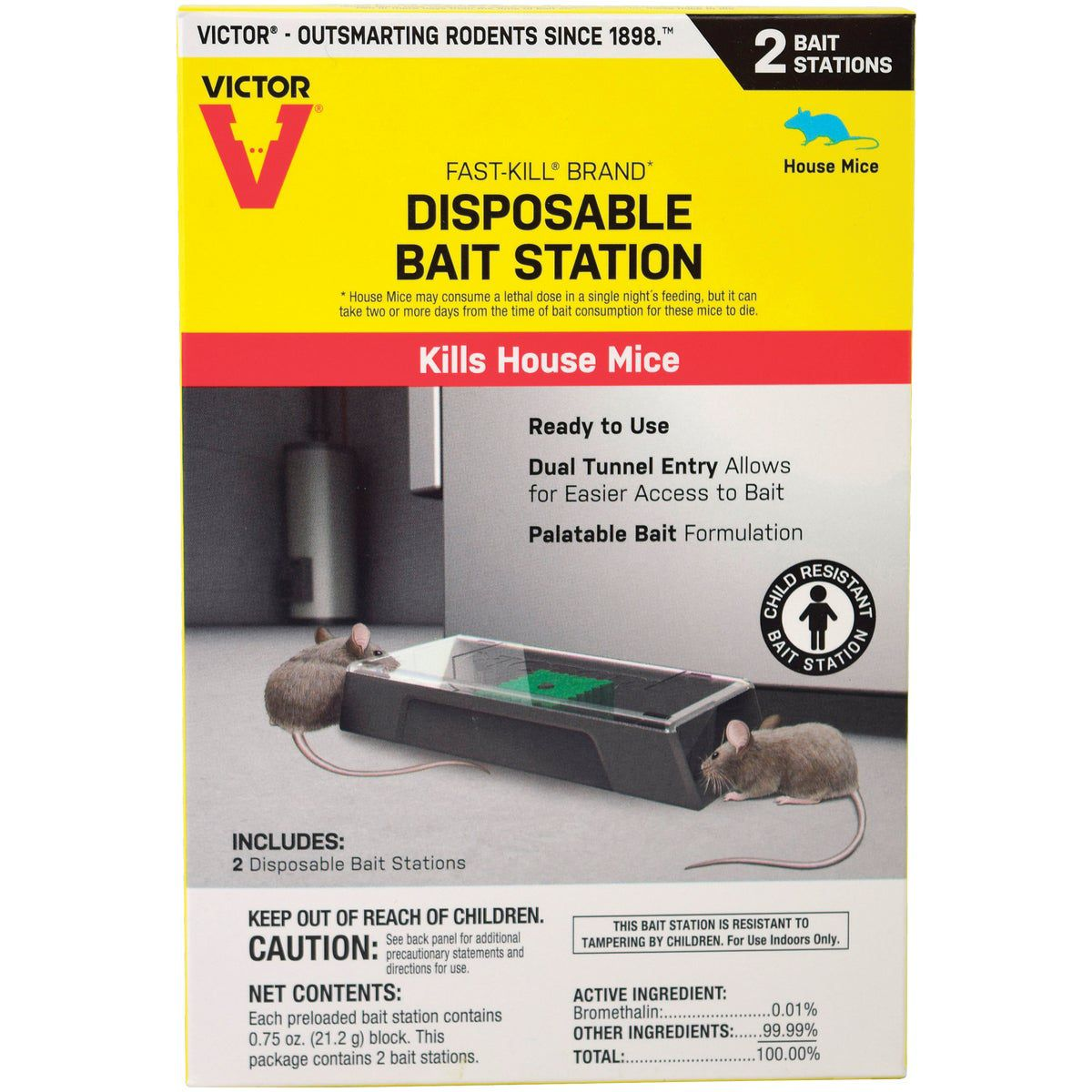 Victor Fast-Kill Disposable Mouse Bait Station, 2-Pack
