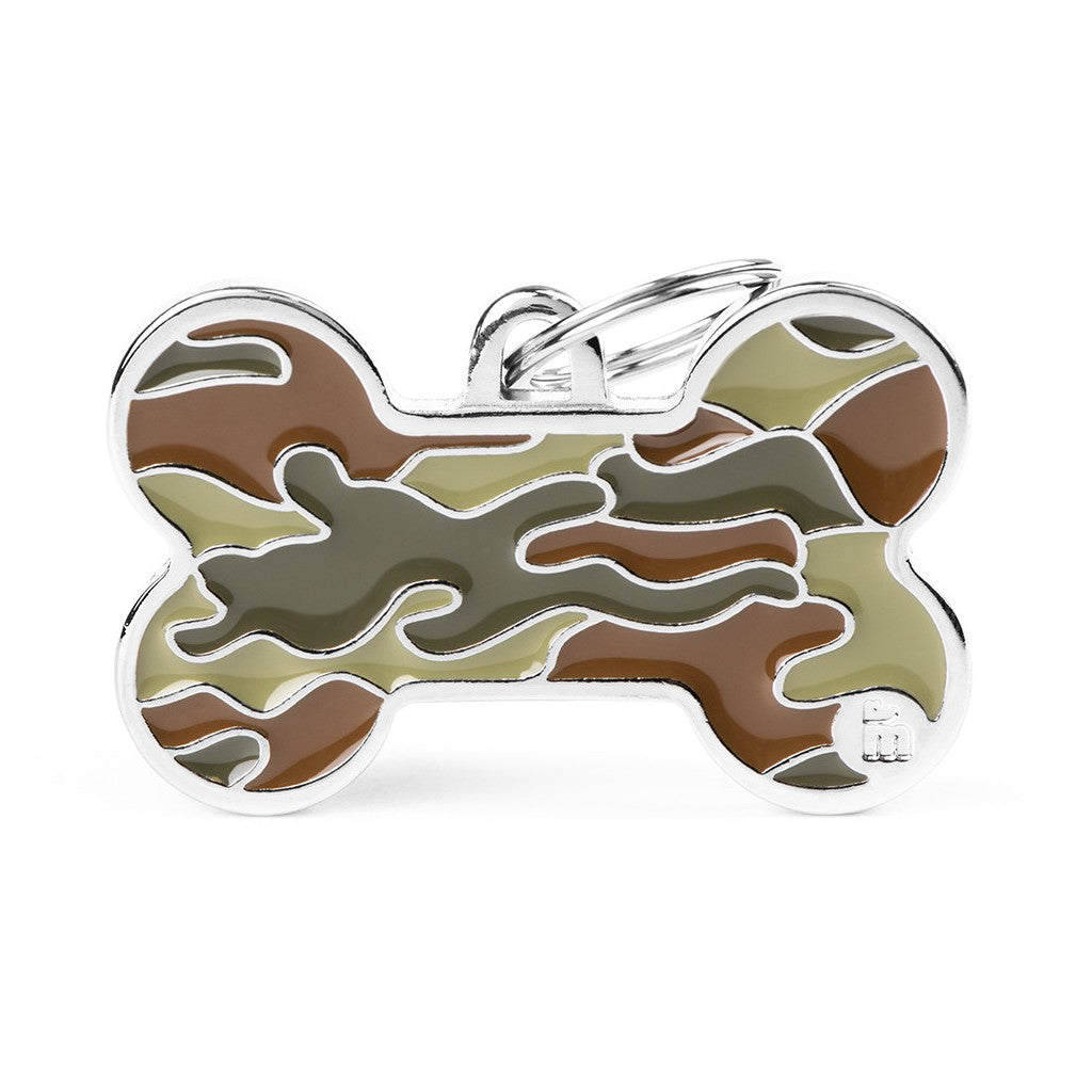 MyFamily Style Camouflage XL Green Bone Pet Tag