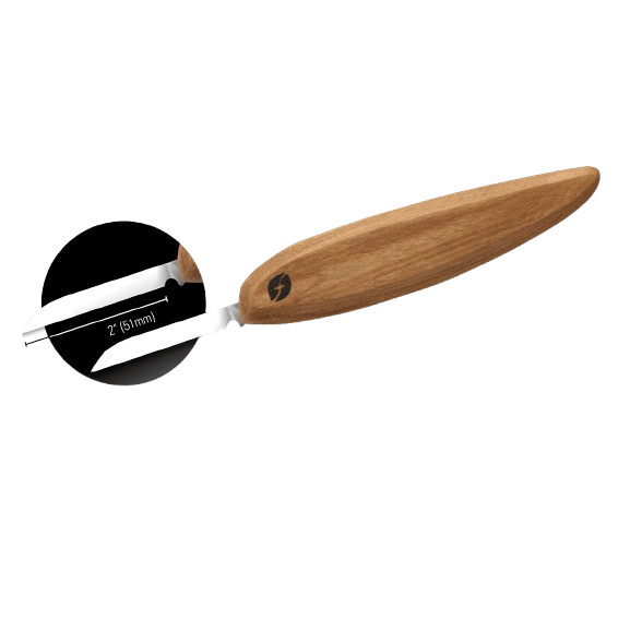 Precision 2-inch roughing knife with sharp steel blade and smooth wooden handle for detailed carving and woodworking tasks