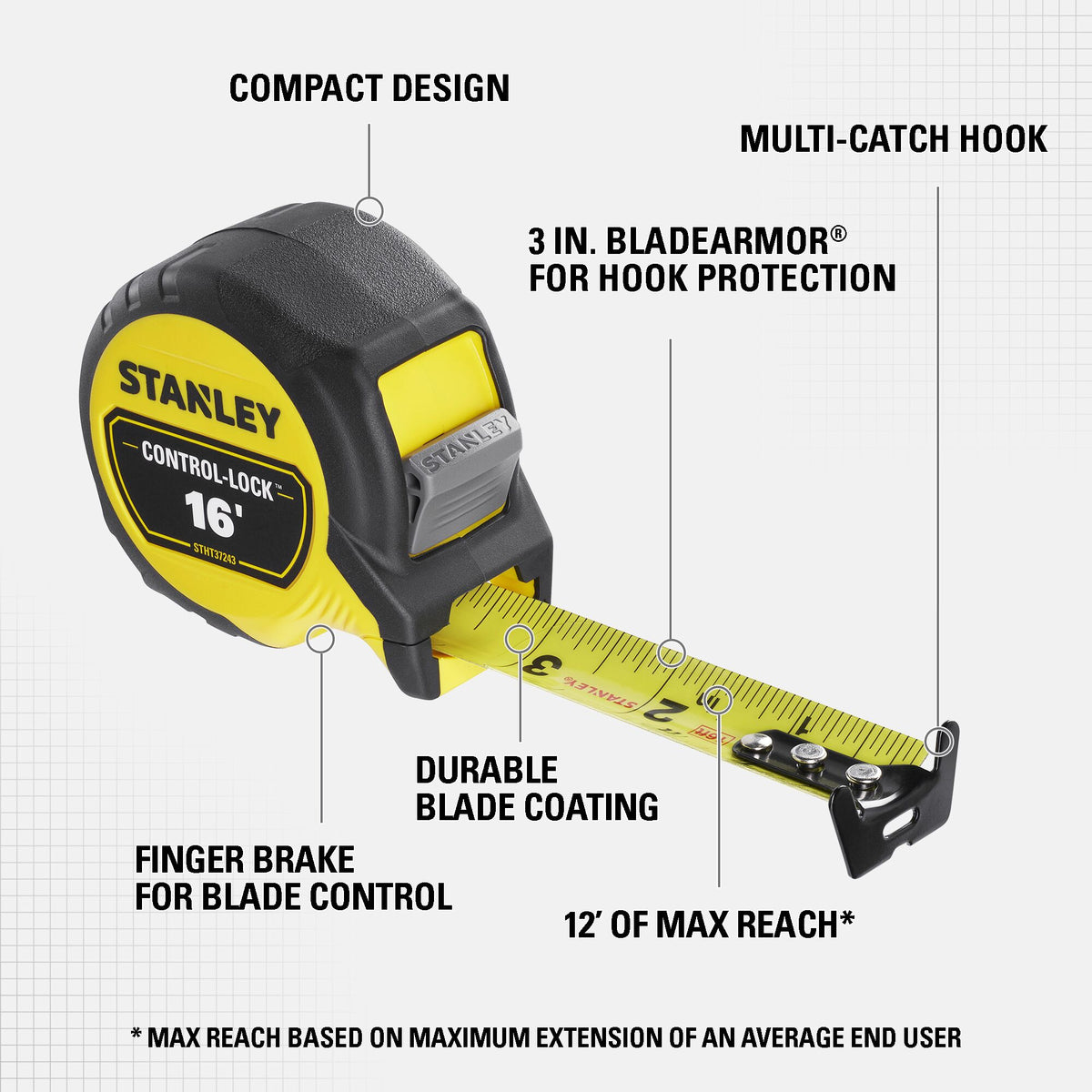 STANLEY 16' Control-Lock Tape Measure