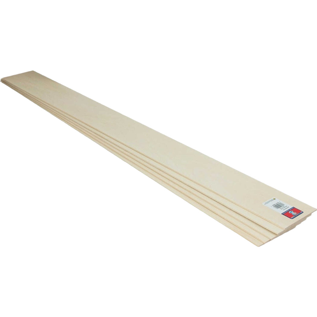 Stack of thin, precision-cut basswood boards with fine grain for woodworking in hardware and home improvement collections