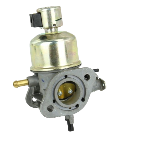 Metal carburetor component with brass fittings and silver actuator for tools and home improvement use