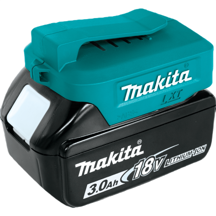 Teal and black cordless lithium-ion power source battery with 3.0 Ah capacity for tools and home improvement use